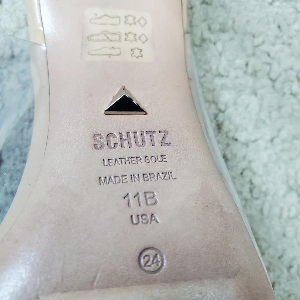 Schutz Eudora Pointed Toe Slingback Patent Leather & Vinyl Pump, 11, Cle…
